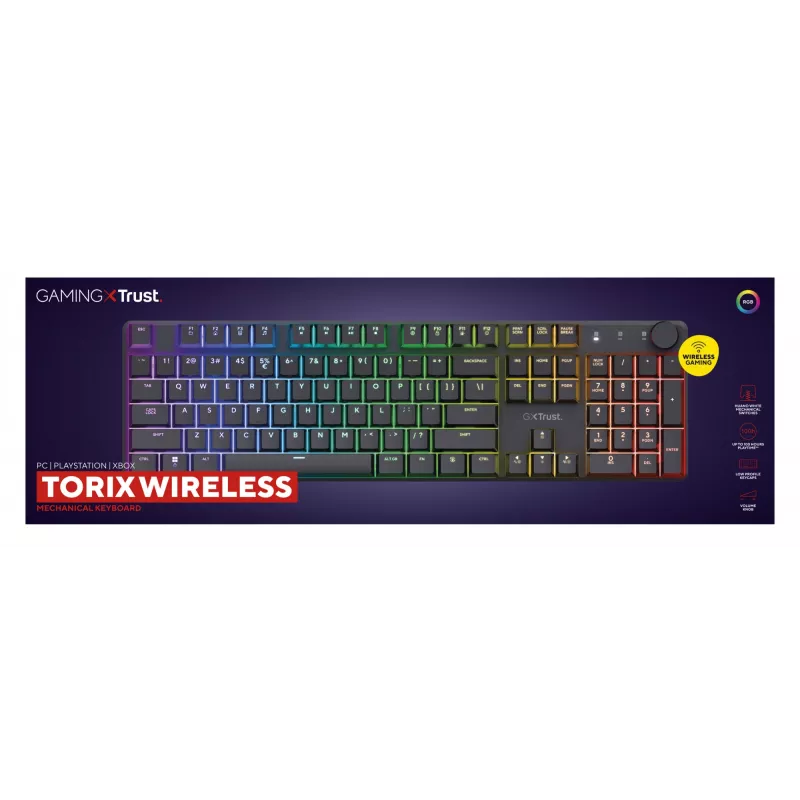 Trust GXT 868 Torix klaviatuur Mängimine USB + RF Wireless + Bluetooth QWERTY USA inglise Must