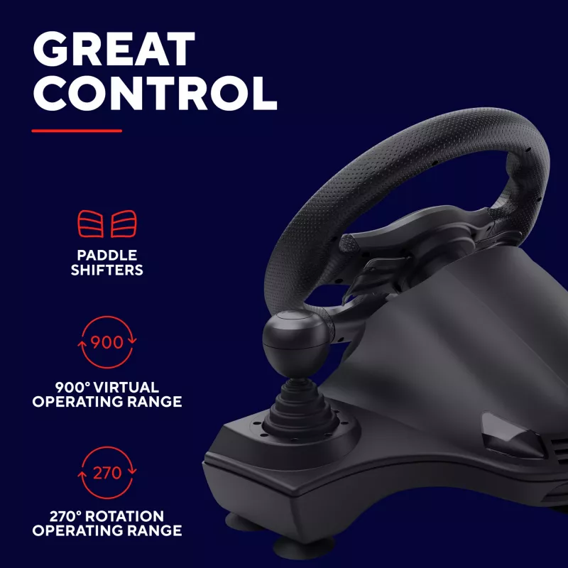 Trust GXT 289 Movi Must USB rool + pedaalid Nintendo Switch, PlayStation 4, Xbox One S, Xbox One X, Xbox Series S, Xbox Series X