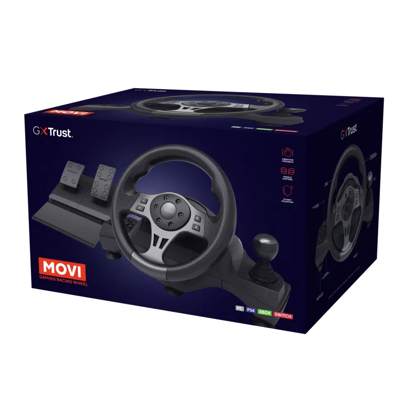 Trust GXT 289 Movi Must USB rool + pedaalid Nintendo Switch, PlayStation 4, Xbox One S, Xbox One X, Xbox Series S, Xbox Series X