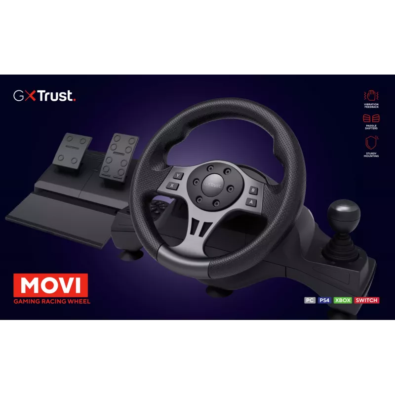 Trust GXT 289 Movi Must USB rool + pedaalid Nintendo Switch, PlayStation 4, Xbox One S, Xbox One X, Xbox Series S, Xbox Series X