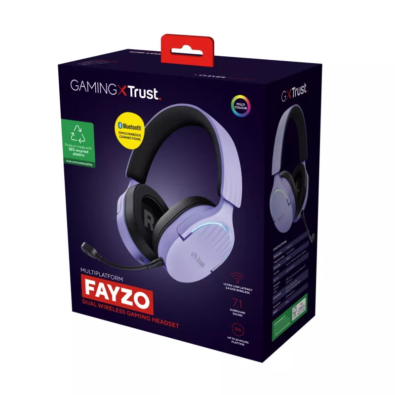 Trust GXT 491P FAYZO kõrvaklapid, juhtmega ja juhtmevaba, peavõruga, mängimiseks, USB Type-A, Bluetooth, must, lilla