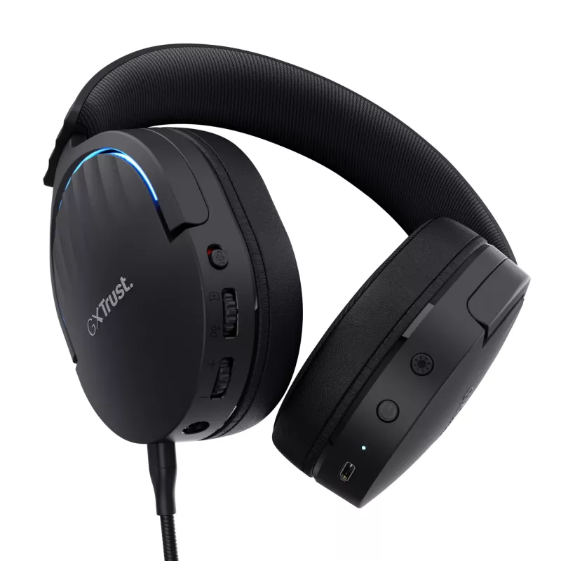 Trust GXT 491 Fayzo Peakomplekt Juhtmega ja juhtmevaba Peapael Mängimine USB USB-C Bluetooth Must
