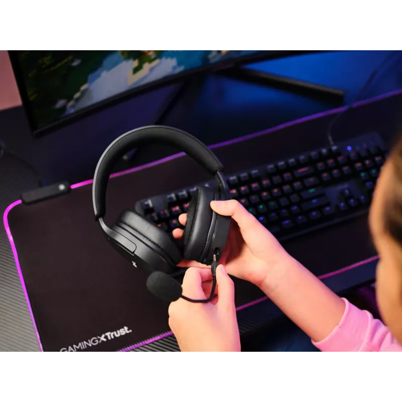 Trust GXT 491 Fayzo Peakomplekt Juhtmega ja juhtmevaba Peapael Mängimine USB USB-C Bluetooth Must