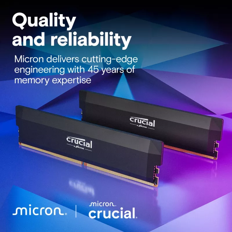 MICRON / CRUCIAL Mälu - Crucial Pro - DDR5-6000 UDIMM - OC Gaming - 64GB komplekt (32GBx2) - Must