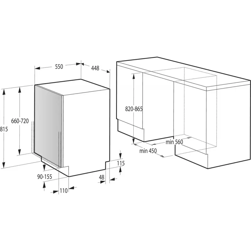 Täississeehitatav nõudepesumasin Gorenje GV520E10S, kitsas 45 cm, 11 kohaseadet, 47 dB, roostevabast terasest vanni, AquaStop