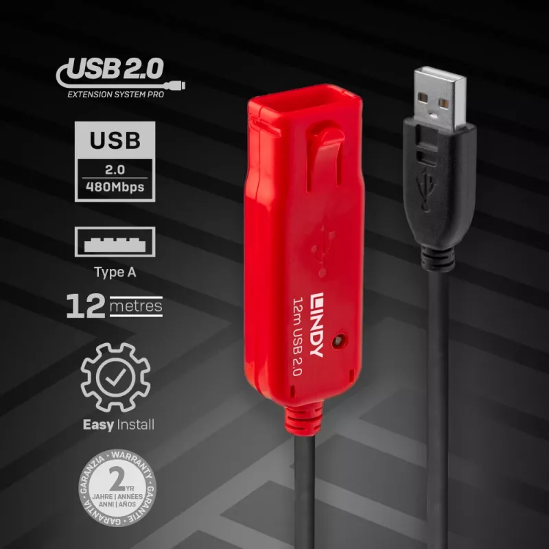 USB pikenduskaabel Lindy 12m Active Extension Pro