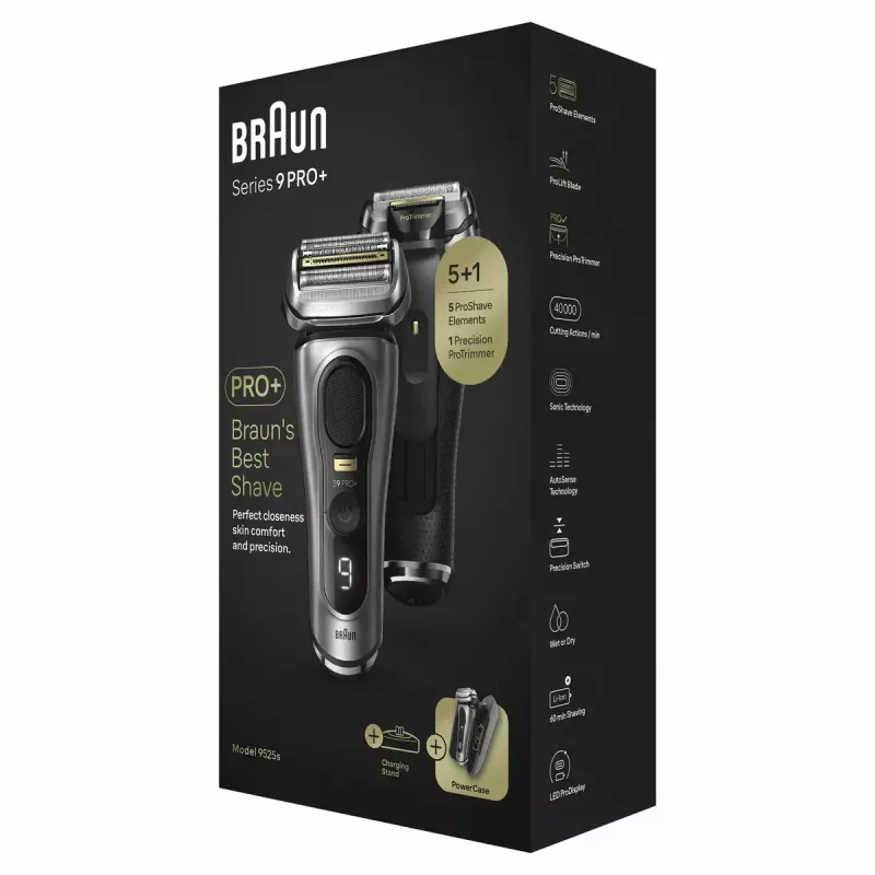 Braun Series 9 Pro+ 9525s märg ja kuiv fooliumhabemenuga Trimmer Metallik