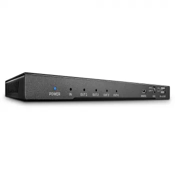 Lindy 4 pordiga HDMI 18G splitter heli ja vähendamisfunktsiooniga