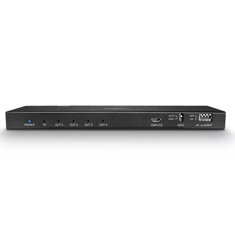 Lindy 4 pordiga HDMI 18G splitter heli ja vähendamisfunktsiooniga