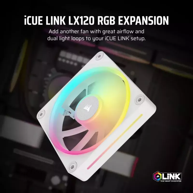 Fan Corsair iCUE LINK LX120 RGB 12 cm Valge 400-2400 RPM