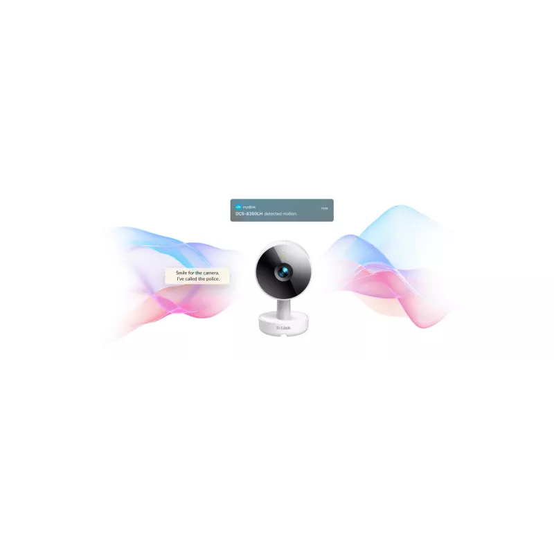 D-Link 2K QHD sise Wi-Fi kaamera DCS-8350LH, IP turvakaamera, siseruumides, juhtmega ja juhtmevaba, Amazon Alexa ja Google Assistant, lauale, valge