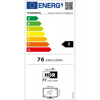 Televiisor Thomson Q70 seeria 55QG6C14 — 55 tolli QLED 4K Ultra HD (3840×2160), Google TV, Wi‑Fi, DVB-C/S/T/T2