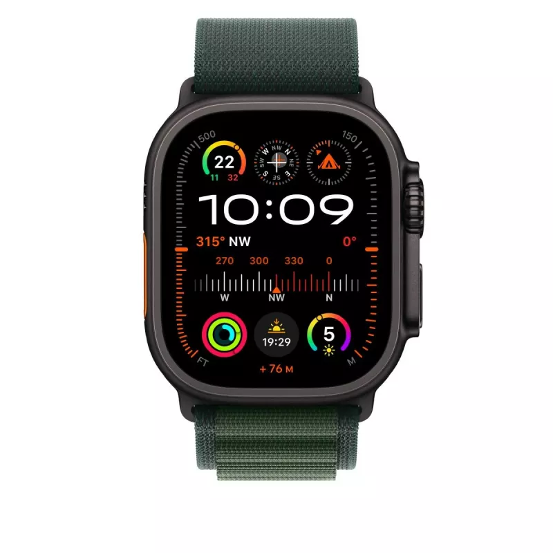 Band Apple 49mm Dark roheline Alpine Loop Small Must Titanium Finish
