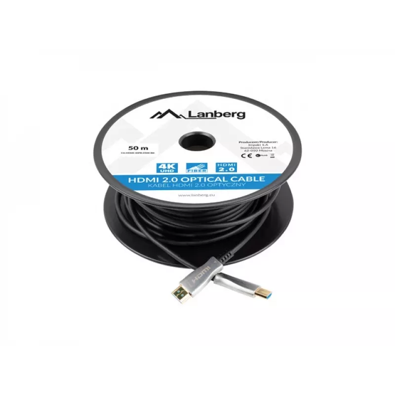 LANBERG HDMI-kaabel – M/m v2.0 kaabel, optiline, 50 m, must, AOC
