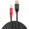 Lindy 15 m USB 2.0 Type A kuni B aktiivkaabel, 15 m, USB A, USB B, USB 2.0, isane/isane, must, punane