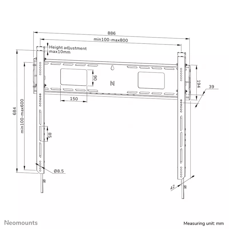 Neomounts WL30-750BL18 raskeveo seinakinnitus 55-98 tolli - fikseeritud - lukustatav - kiire paigaldus - TÜV