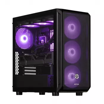 Töölaudarvuti ActiveJet MIDI Tower AMD Ryzen 7 9700X, 32GB DDR5 6000MHz, 1TB SSD, Radeon RX 9060 XT 16GB, Windows 11 Pro, 850W, must