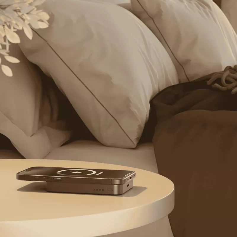 ZENS Powerbank õhuke Qi2 Al 10000mAh Must