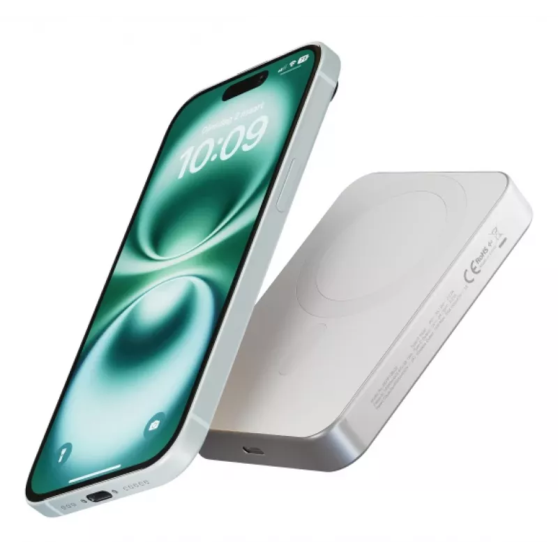 ZENS Powerbank õhuke Qi2 Al 10000mah Valge