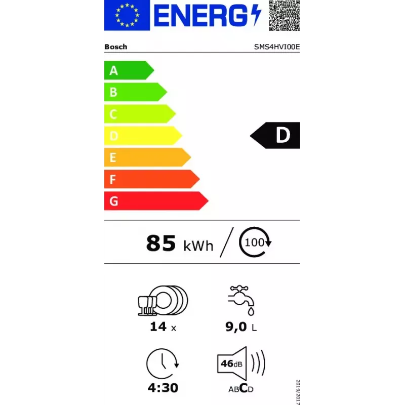 Nõudepesumasin Bosch Serie 4 SMS4HVI00E — vabaltseisev 60 cm, 14 komplekti, 46 dB, soojusvaheti, Home Connect