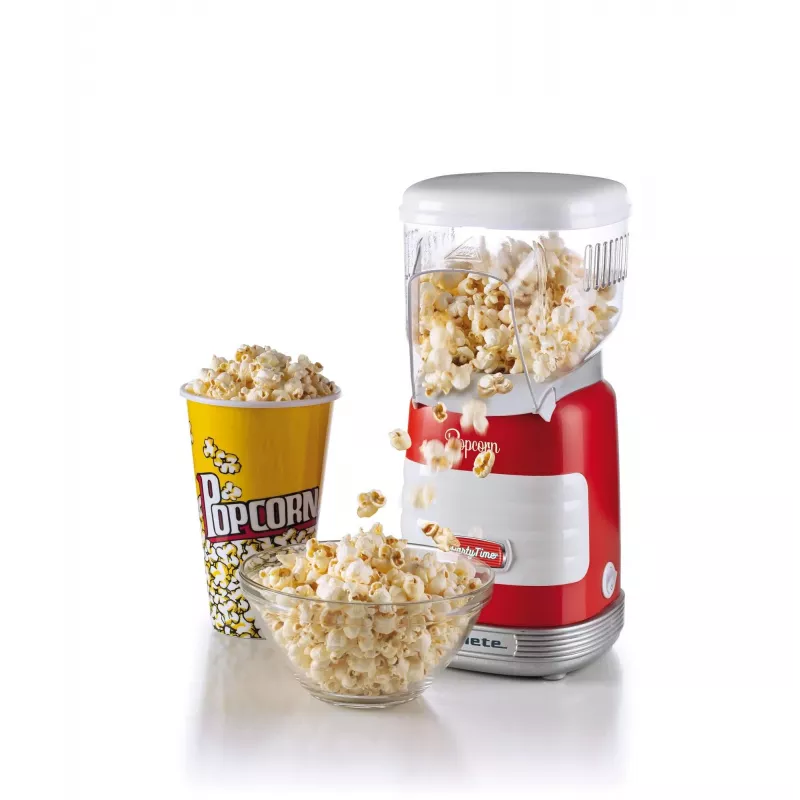 Ariete 2956, Pop Corn Party Time, popkornimasin, puhub 60g maisi popkorniks 2 minutiga kuuma õhuga, rasvavaba, 1000 vatti, punane