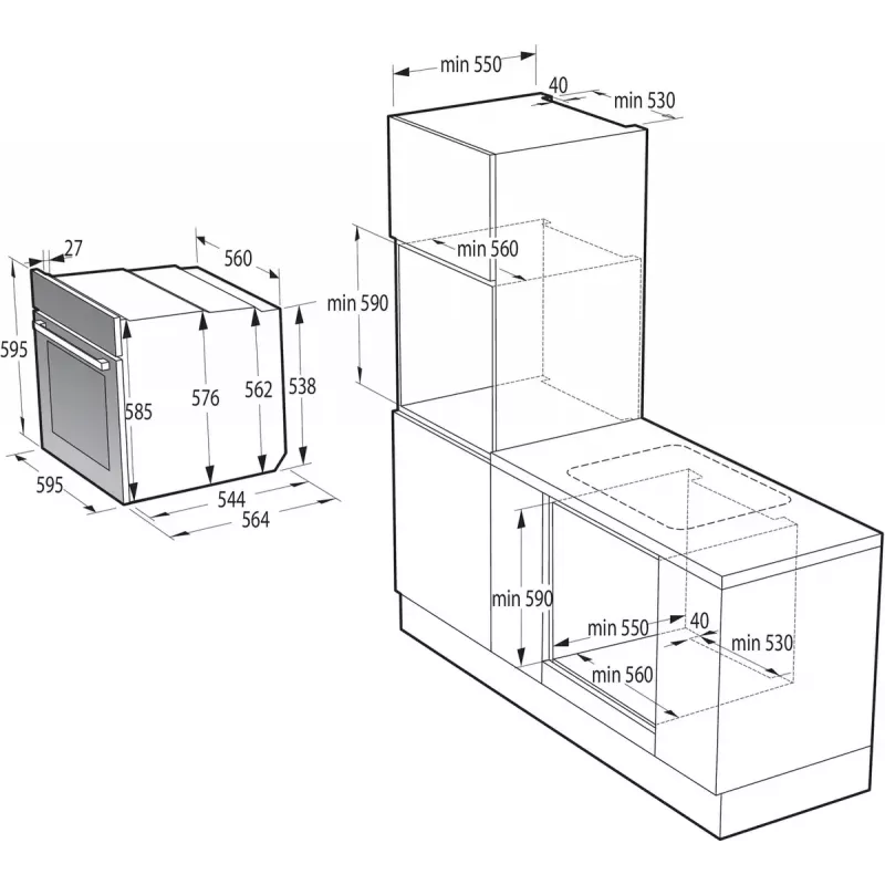 Sisseehitatud ahi Gorenje BO6737E02BG, multifunktsionaalne