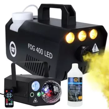 Suitsumasin Light4Me GIG SET 1 400W LED — suitsugeneraator 400W LED-valgustusega, IP20, komplektis suitsu- ja udugeneraator