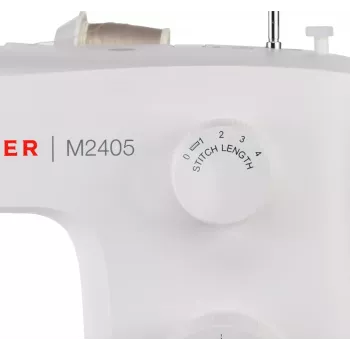 Poolautomaatne õmblusmasin SINGER M2405 — mehaaniline, 11 programmi, 8 pistemustrit, 70W, valge