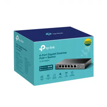 TP-Link 6-pordine Gigabit lauaarvuti switch 3-pordise PoE+ ja 1-pordise PoE++-ga