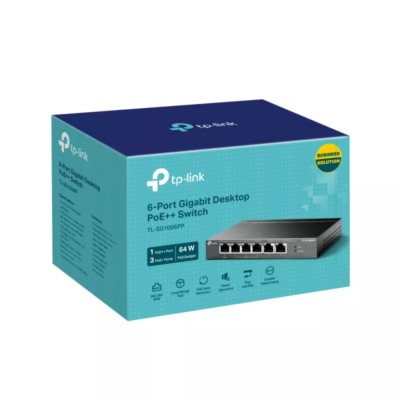 TP-Link 6-pordine Gigabit lauaarvuti switch 3-pordise PoE+ ja 1-pordise PoE++-ga
