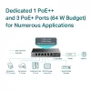 TP-Link 6-pordine Gigabit lauaarvuti switch 3-pordise PoE+ ja 1-pordise PoE++-ga