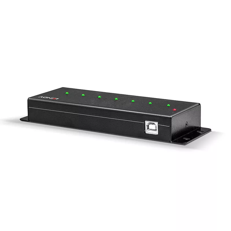 Lindy 7-pordine USB 2.0 metalljaotur, USB 2.0 Type-B, USB 2.0, 480 Mbit/s, must, metall, 1,8 m
