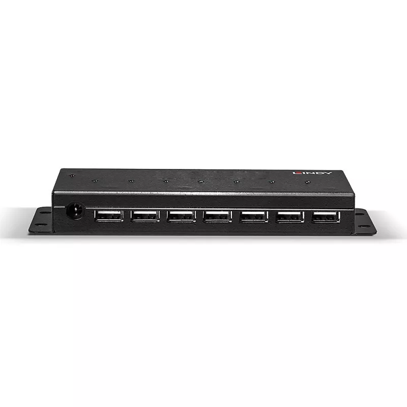 Lindy 7-pordine USB 2.0 metalljaotur, USB 2.0 Type-B, USB 2.0, 480 Mbit/s, must, metall, 1,8 m