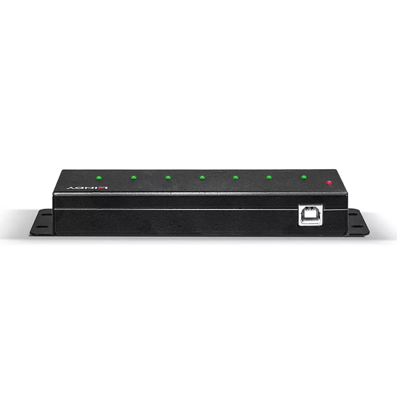 Lindy 7-pordine USB 2.0 metalljaotur, USB 2.0 Type-B, USB 2.0, 480 Mbit/s, must, metall, 1,8 m