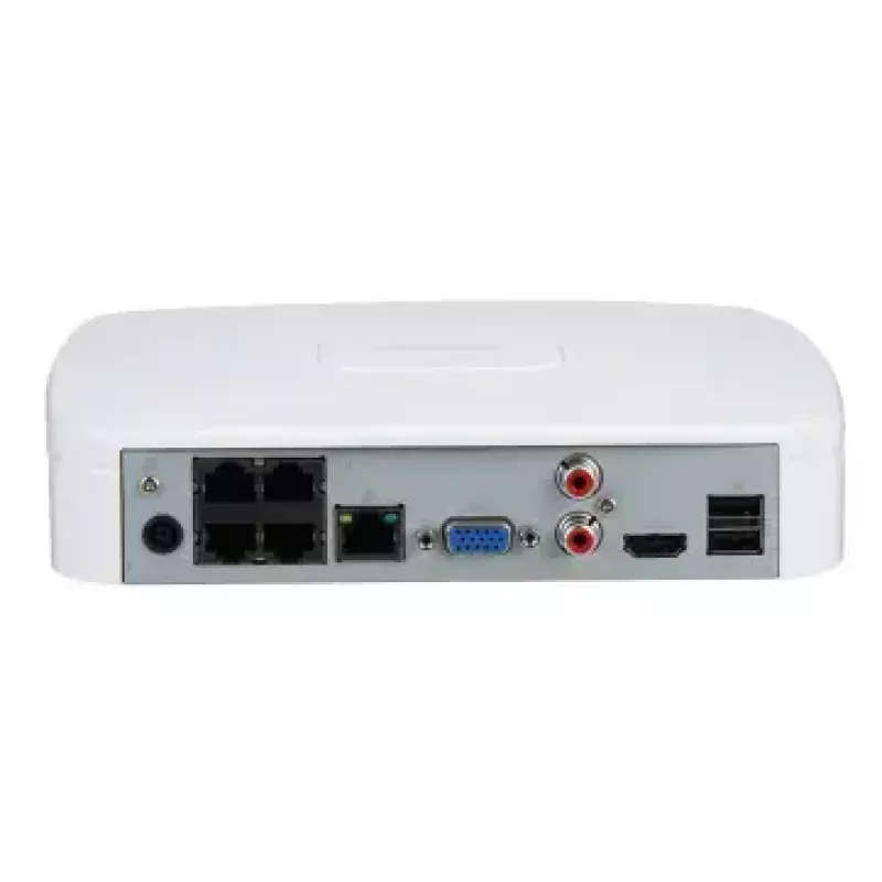 Võrgusalvesti DAHUA NVR4104-P-EI — 4-kanaliga NVR, kuni 3840×2160, SATA HDD, 1U, valge