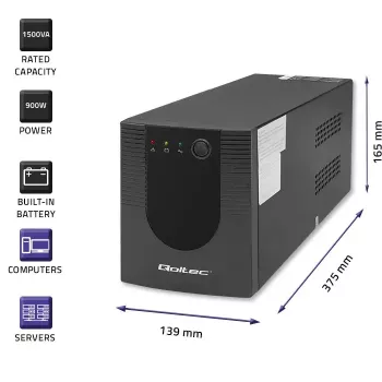 Qoltec UPS 53776 Line-Interactive 1.5 kVA 900 W 4 vahelduvvoolu pistikupesa