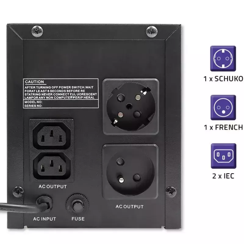 Qoltec UPS 53776 Line-Interactive 1.5 kVA 900 W 4 vahelduvvoolu pistikupesa