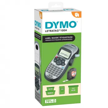 DYMO LetraTag LT-100H pihuarvuti sildiprinter | ABC-klaviatuuriga sildiprinter koos lihtsalt kasutatava 13-märgilise LCD-ekraaniga | koju või kontorisse | Hõbedane