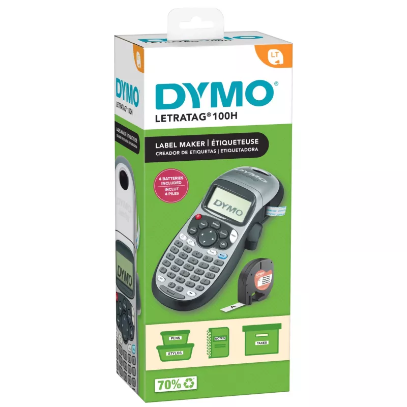 DYMO LetraTag LT-100H pihuarvuti sildiprinter | ABC-klaviatuuriga sildiprinter koos lihtsalt kasutatava 13-märgilise LCD-ekraaniga | koju või kontorisse | Hõbedane