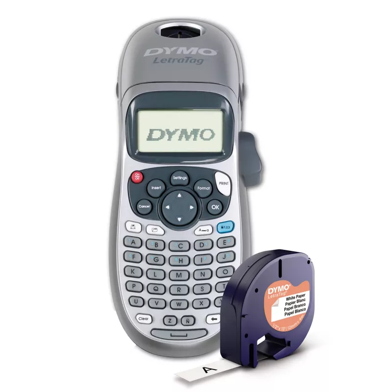 DYMO LetraTag LT-100H pihuarvuti sildiprinter | ABC-klaviatuuriga sildiprinter koos lihtsalt kasutatava 13-märgilise LCD-ekraaniga | koju või kontorisse | Hõbedane
