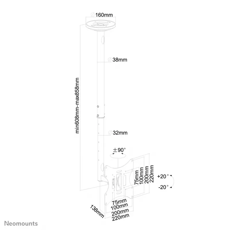 Neomounts FPMA-C060Must Monitori/Teleri laekinnitus 10-40 tolli - k 60-85 cm