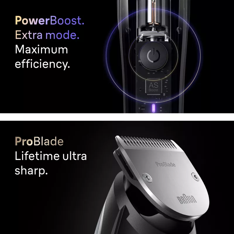 Braun BeardTrimmer 9 BT9560 habemetrimmer Aku 52 2 cm Wet & Dry Must, Hõbedane
