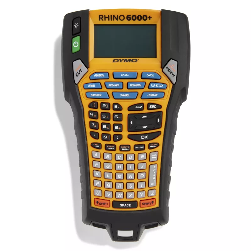 DYMO Rhino 6000+ tööstuslik sildivalmistaja | Arvutiga ühendatav sildivalmistaja koos kõva kandekotiga | Sisaldab 1 vinüülteibi kassetti, 1 painduvat nailonteibi kassetti ja taaslaetavat liitiumioonakut