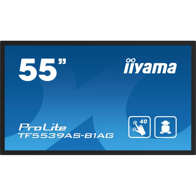 iiyama TF5539AS-B1AG Signage-ekraan Kioski disain 138.7 cm (54.6 tolli) LED 435 cd/m² 4K Ultra HD Must Puuteekraan Sisseehitatud protsessor Android 11 24/7