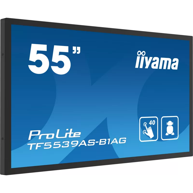 iiyama TF5539AS-B1AG Signage-ekraan Kioski disain 138.7 cm (54.6 tolli) LED 435 cd/m² 4K Ultra HD Must Puuteekraan Sisseehitatud protsessor Android 11 24/7