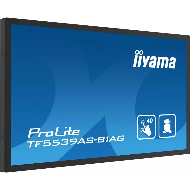 iiyama TF5539AS-B1AG Signage-ekraan Kioski disain 138.7 cm (54.6 tolli) LED 435 cd/m² 4K Ultra HD Must Puuteekraan Sisseehitatud protsessor Android 11 24/7