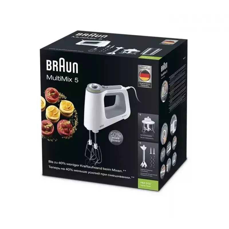 Braun MultiMix 5 HM 5137 käsimikser 750 W hall, valge