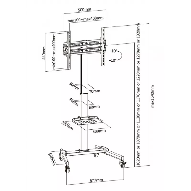 Multimeediakäru Equip 32–55-tolline universaalne telerikäru