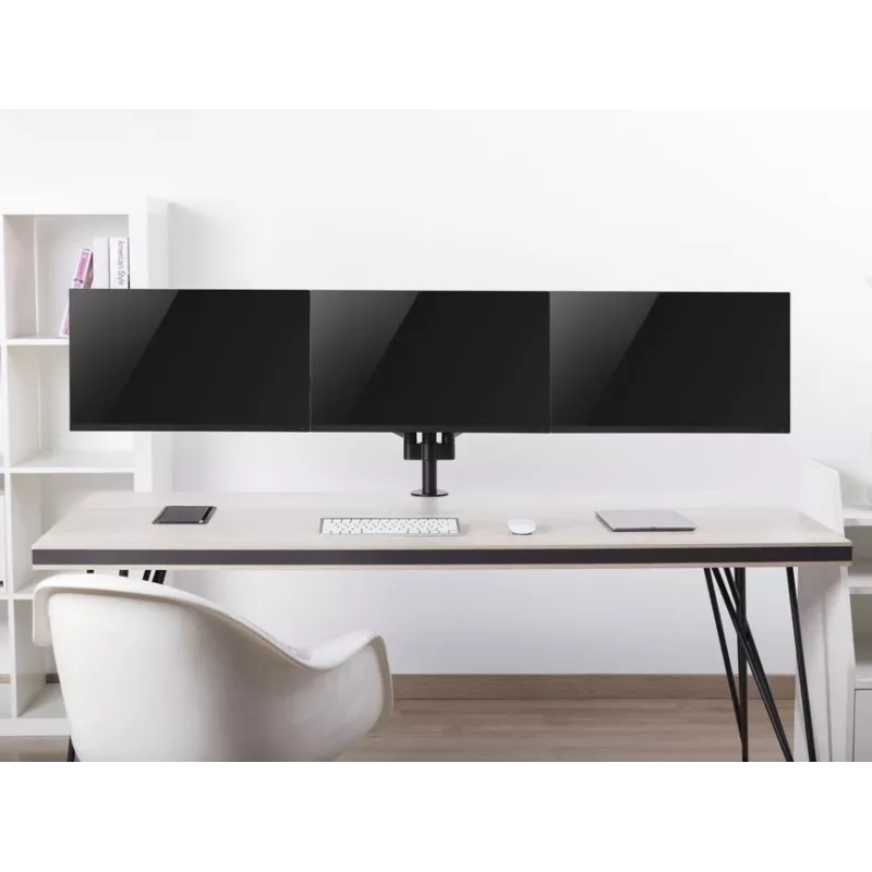 Equip 17 inch-27 inch Triple Monitor Desk Mount Bracket, Klamber, 21 kg, 75 x 75 mm, 100 x 100 mm, Kõrguse reguleerimine, Must