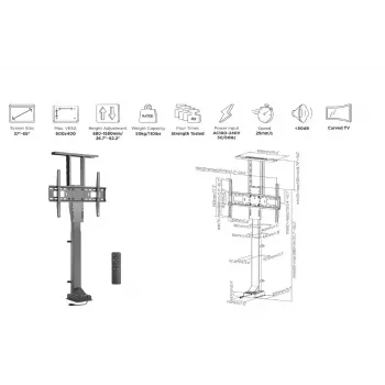 Motoriseeritud kaugjuhtimisega telerialus Equip 37–65 tolli